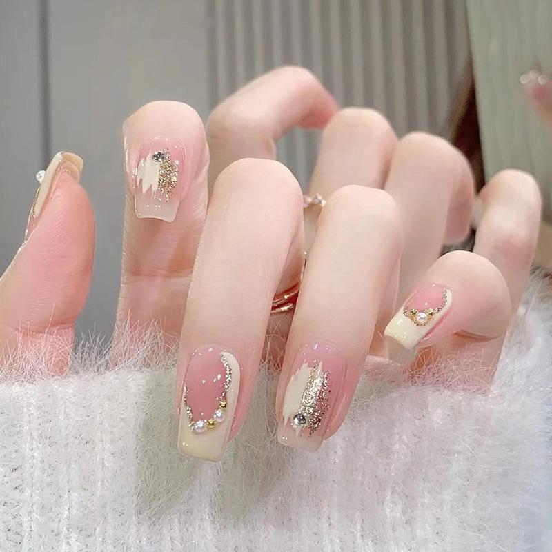 24Pcs Purple Bunny Design Full Coverage Press On Nails Artificial Removable Fake Nail Art Acrylic False Nails Finished