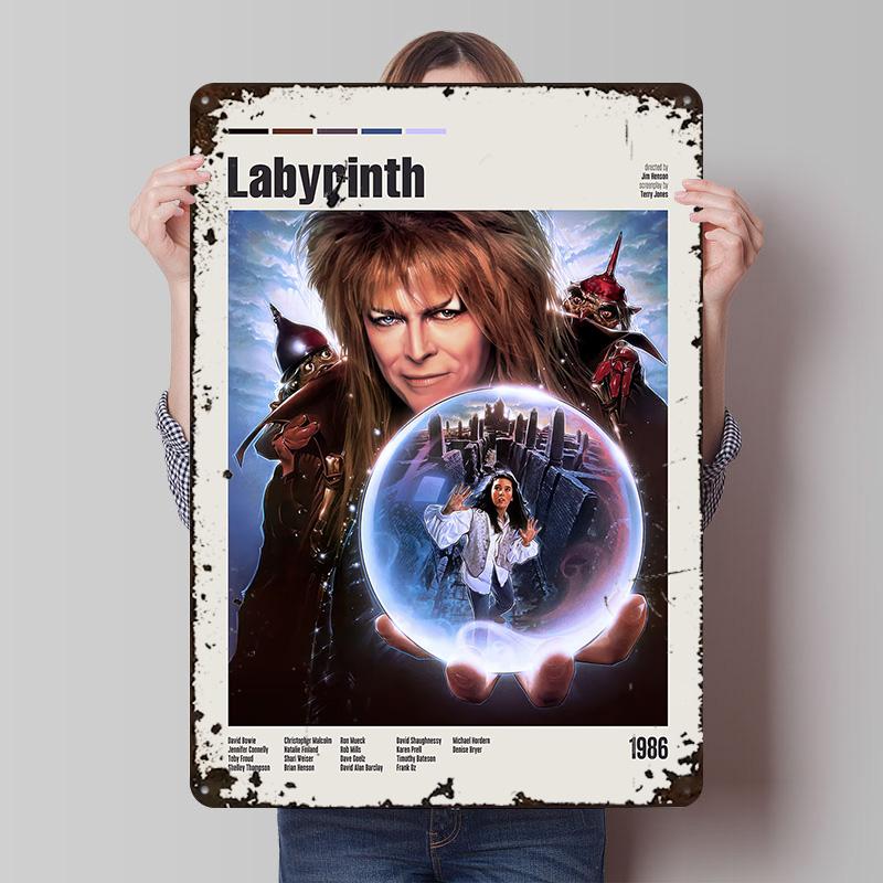 Labyrinth Movie Printed Poster Customized Wall Art Retro Vintage Metal Tin Signs for Room Bathroom Decor Home Decorations House