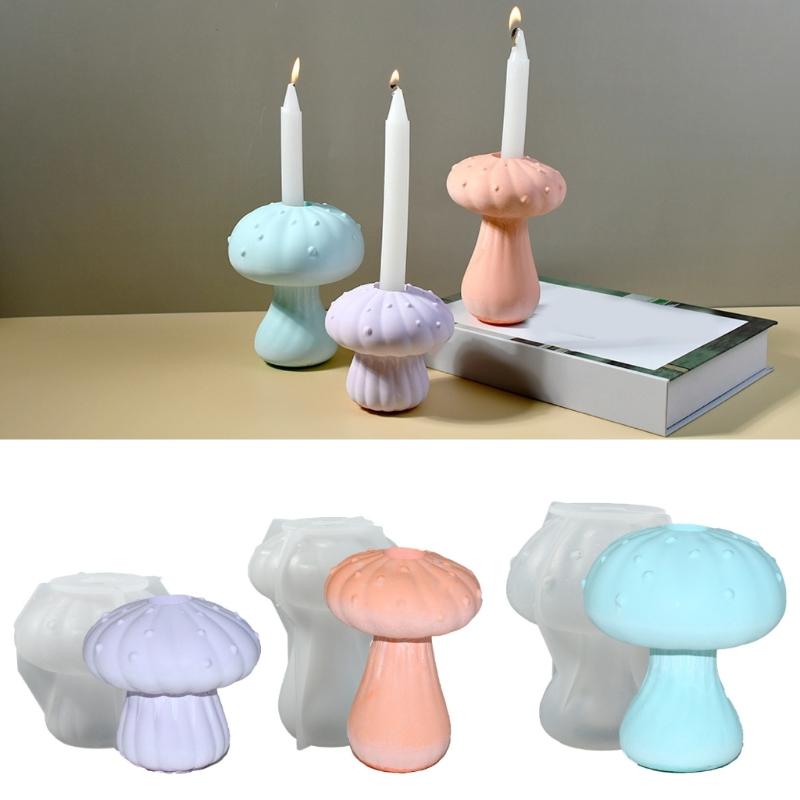 Multipurpose Sturdy Silicone Mushroom Candle Holder Mold Set Portable for Resin Plaster Craft Supplies Assorted Sizes