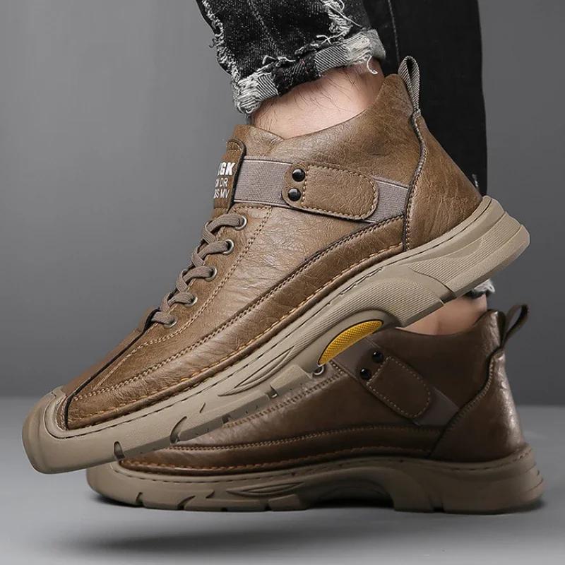 fashion Boots Elegant Men's Warm Cotton Boots Luxury Brand Handmade High Quality Winter Plush Warm Shoes Casual Ankle Business