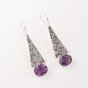 Natural Amethyst Gemstone 925 Sterling Silver Jewelry Handcrafted Earrings 1.9" EE-165-12