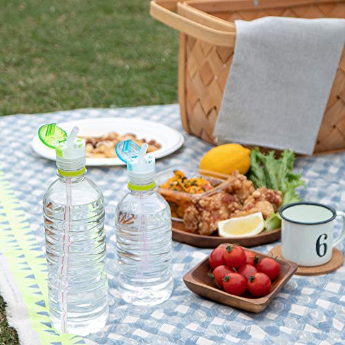 Strix Design Pocket Straw, Made In Japan, with Adjustable Joint and Replacement Straw, Green, One-Handed Opening, One-Touch Opening, PET Bottle Straw