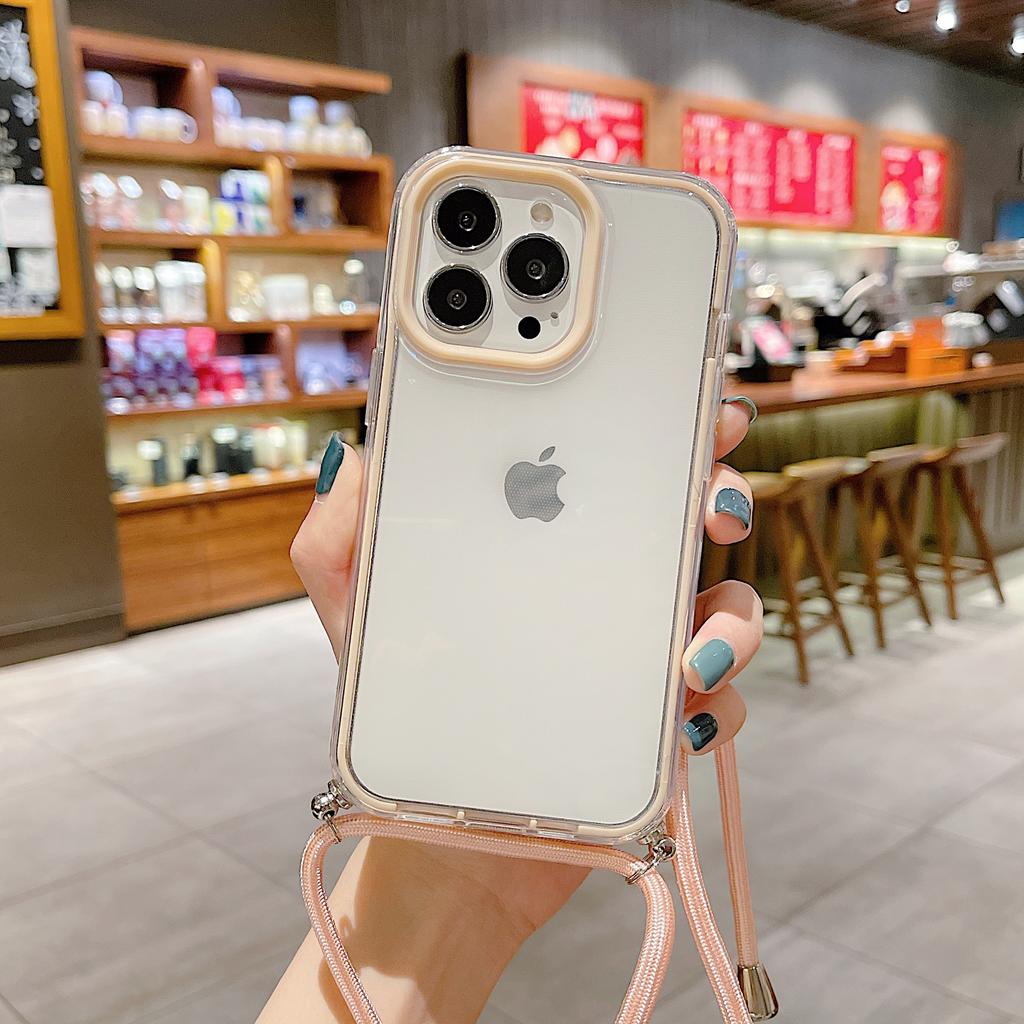 Applicable To the New Apple 14PROMAX Mobile Phone Case iPhone13 Mobile Phone Case Apple 14 Three-in-one Transparent Lanyard
