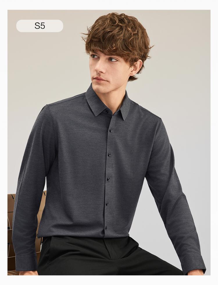 Skin friendly Modal brushed comfortable clean color casual long sleeved shirt men's shirt