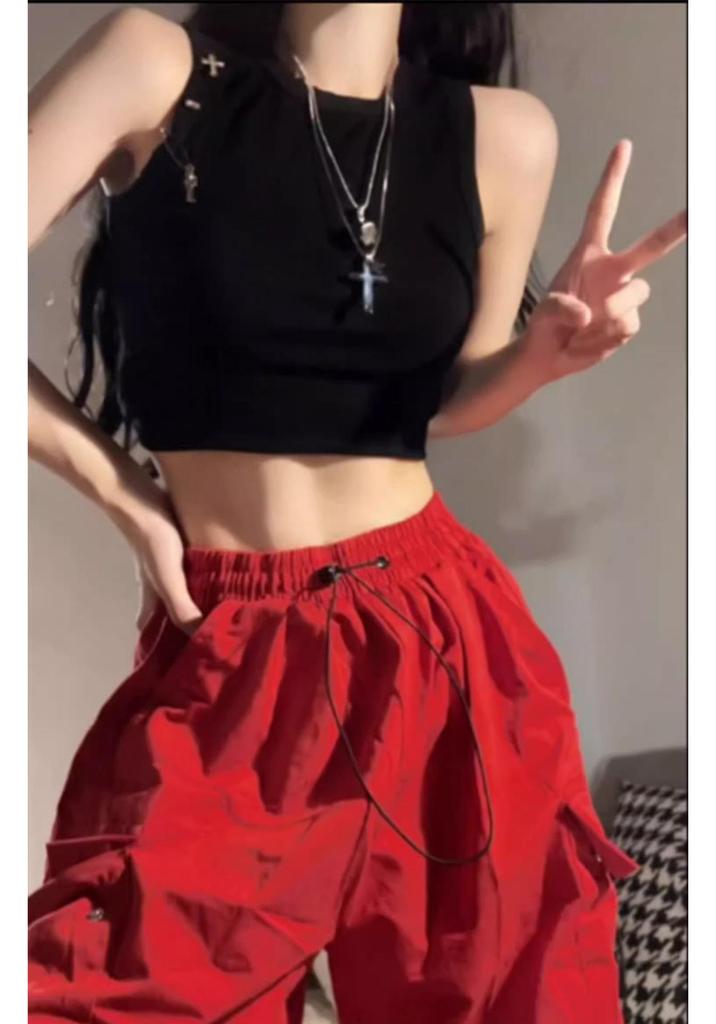 Women's High Waist Slimming Cargo Pants - Versatile, Loose Straight-Leg Drape, Floor-Length for Spring & Summer