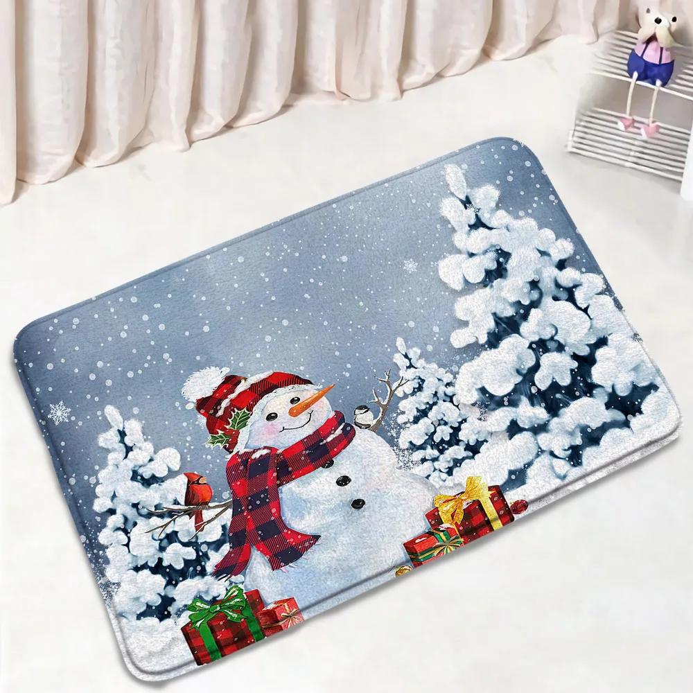Red Christmas Shower Curtain Set Green Pine Branches Rope Ball Winter New Year Xmas Bathroom Decor Rug Bath Mat Toilet Lid Cover