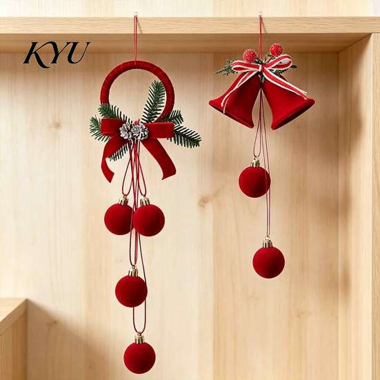Christmas Tree Hanging Decor Nordic Velvet Bell Ornament, Flocked Bells for Matte Flocking Festive Decorations Door Window Decor, Holiday Home