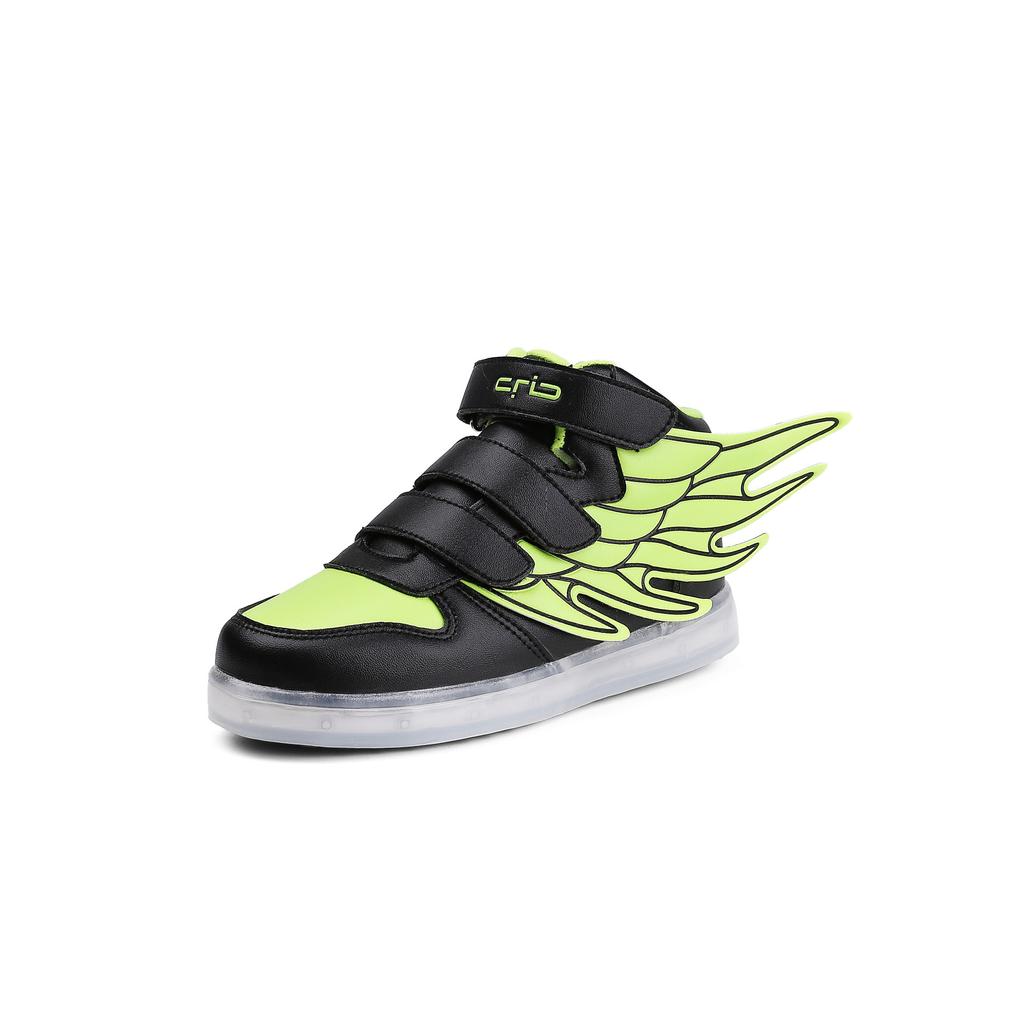 Spring and summer children's high-top casual shoes fashion light shoes rechargeable luminous shoes Velcro wings classmates