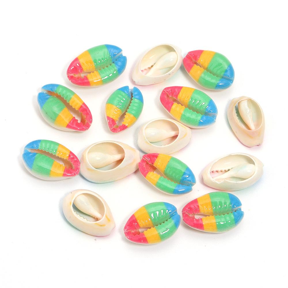 5pcs Fun Creativity Beach Style Retro Random Color Mix Painted Print Shell Beads Jewelry Charm Making DIY Fashion Accessories