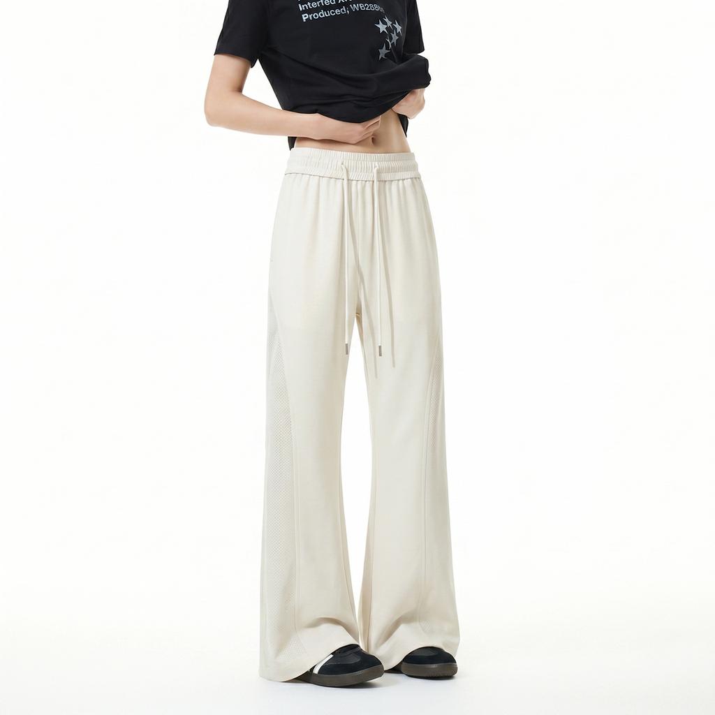 Summer Ice Silk Wide-leg Pants Men's American Miter Mesh Quick-drying Thin Micro-pull Scimitar Casual Floor Pants