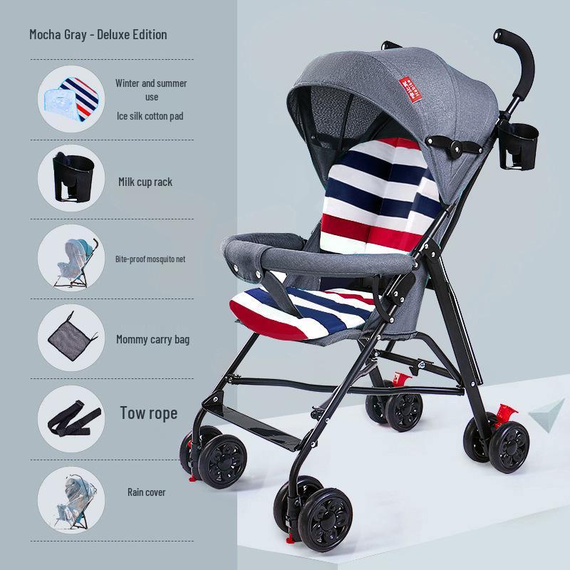 Lightweight Folding Umbrella Stroller with Reclining Seat for Babies and Toddlers