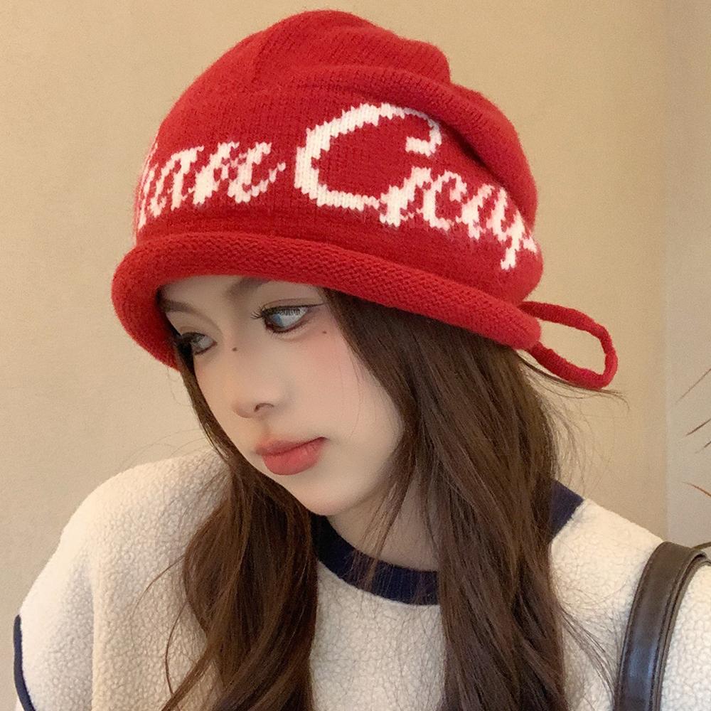 Neuer Stil Lässige Mode Wintermützen Trendige Beanies Mütze für Damen Streetwear Dandy Hut mit Kordelzug Winter Strickmützen