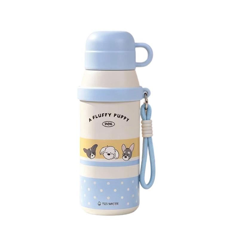 Water Bottle Milk Velvet Cute Dog Bullet Cover Thermos Cup High Value Cute Lanyard Macaron Color Scheme Water Cup Female Spot