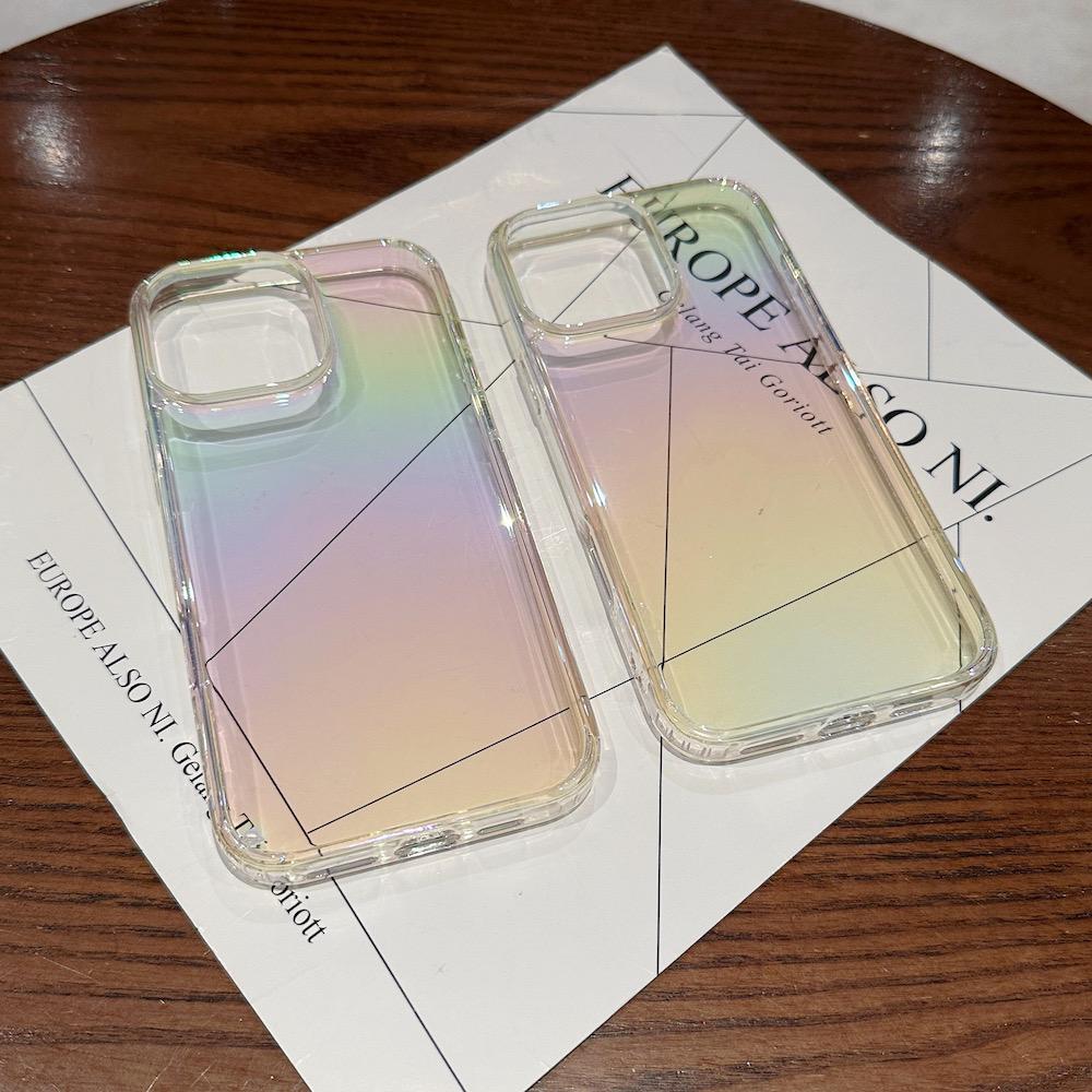 Transparent Rainbow Shockproof Electroplate Acrylic Laser Case for 13-16 Pro Max