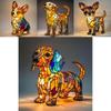 Cat Dog Resin Art Piece Usb Powered Night Light For Bedroom And Study
