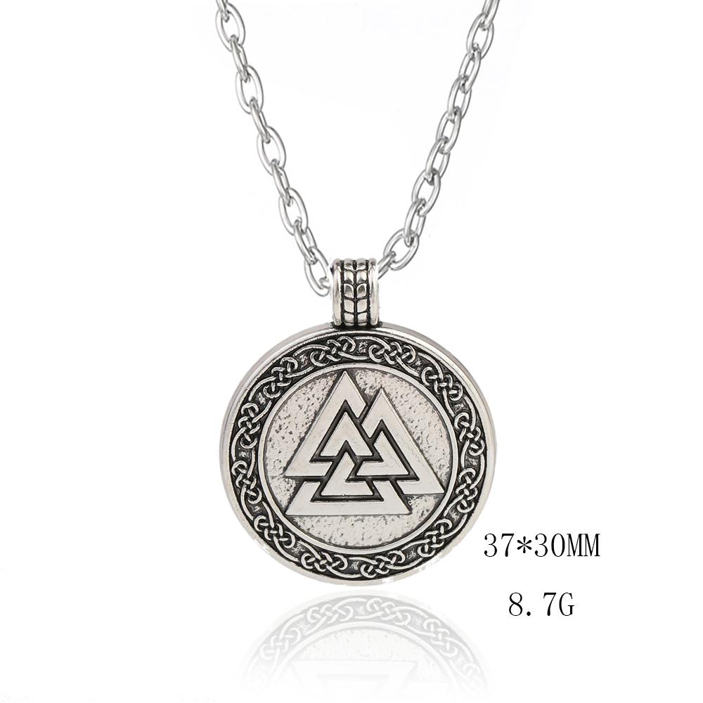 Teamer Viking Necklace for Men Norse Runes Pendant Valknut Odin Symbol Scandinavian Amulet Warrior Jewelry