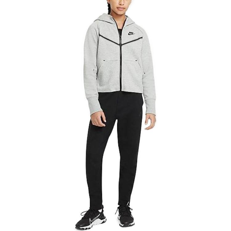 Nike Sportswear Kids Tech Fleece Full-Zip Hoodie Dark Grey Heather/Black Kids Streetwear CZ2570-091