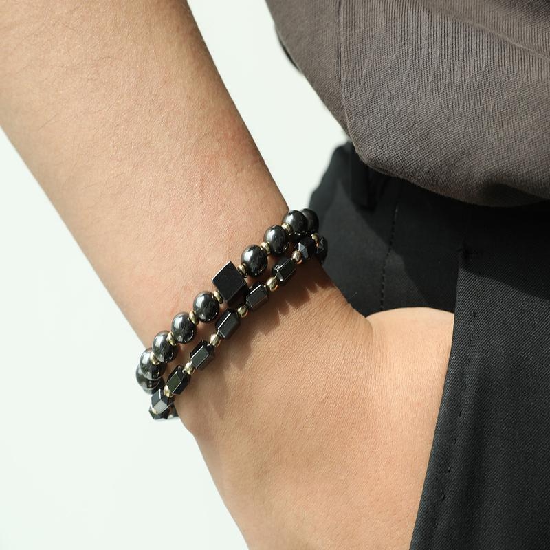 

Мужские украшения, мужской эластичный браслет, простой черный браслет с желчными камнями