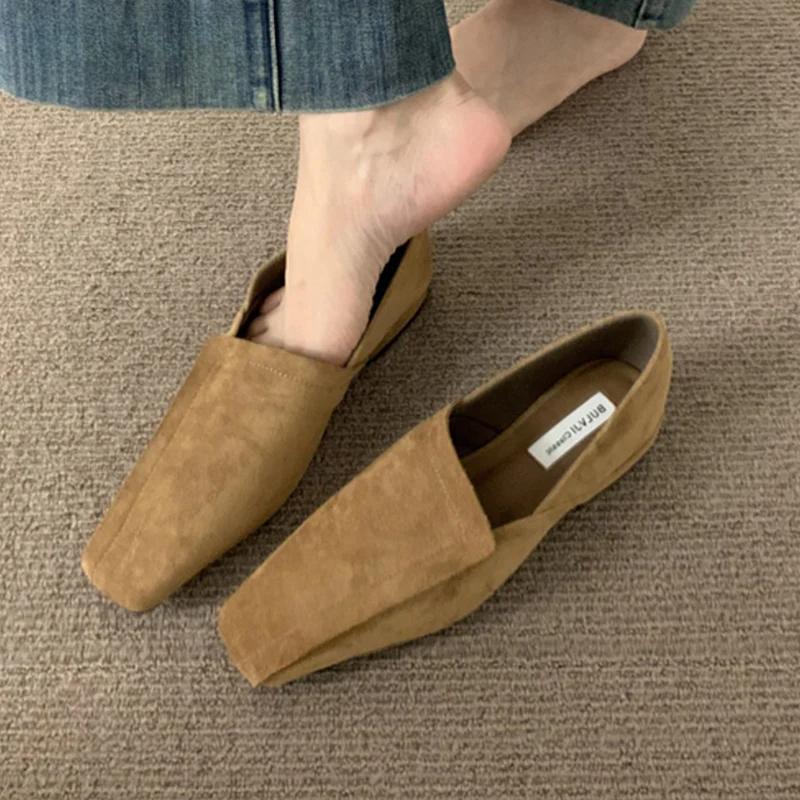 Balerini Femei Pantofi Loafer Eleganți Piele Vârf Pătrat Pantofi Moi Trend Marcă Nouă Iarnă Mers pe Jos Confort Chaussures Femme
