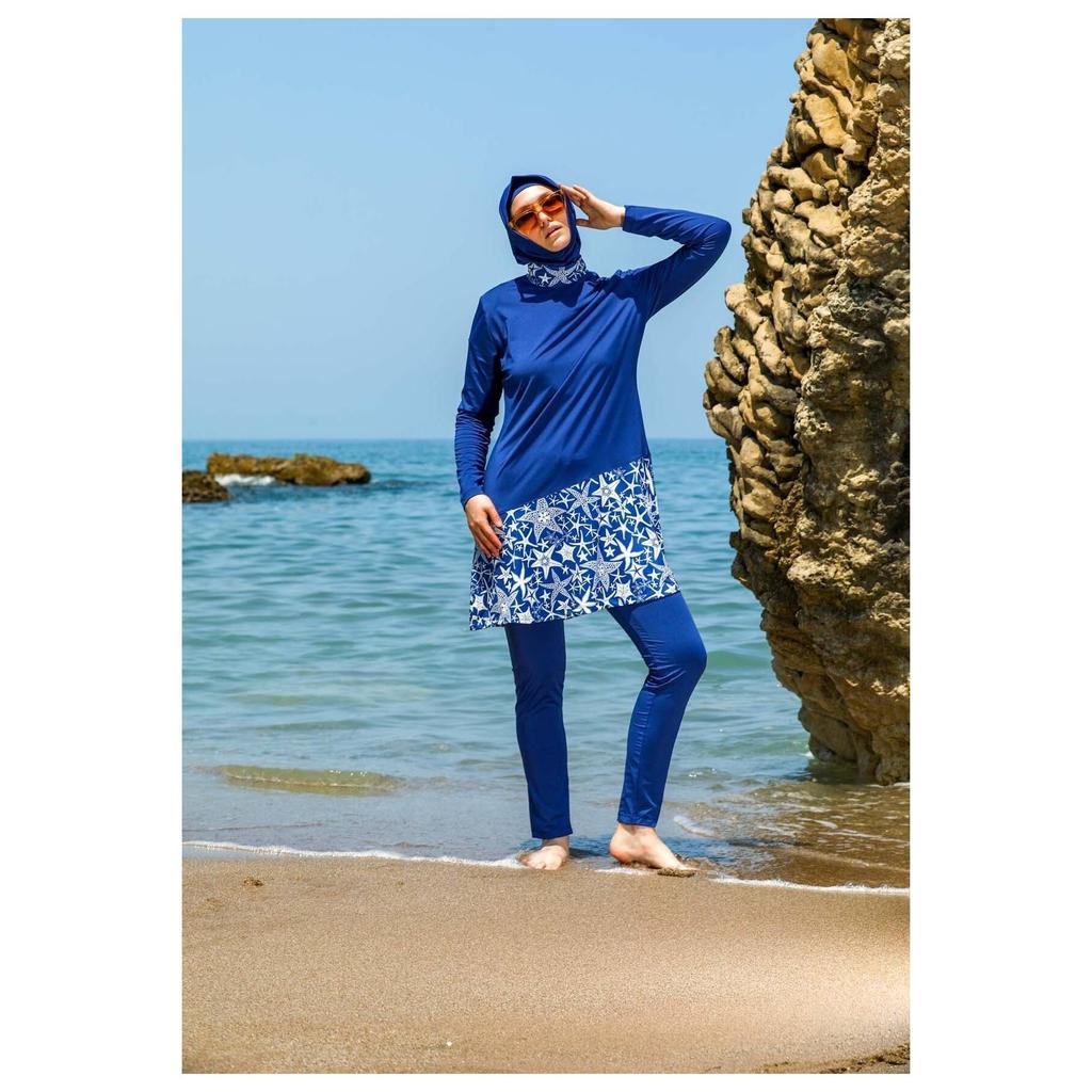 Cheap Modest Muslim Swimwear Burkini Islamic Swimsuit Fully Covered Hijab Swimsuit Indigo Joom