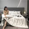 100% Washed Silk Summer Quilt Embroidery Smooth Ice Cooling Comforter for Bed Silky Solid Blanket Soft Cool Summer Blanket