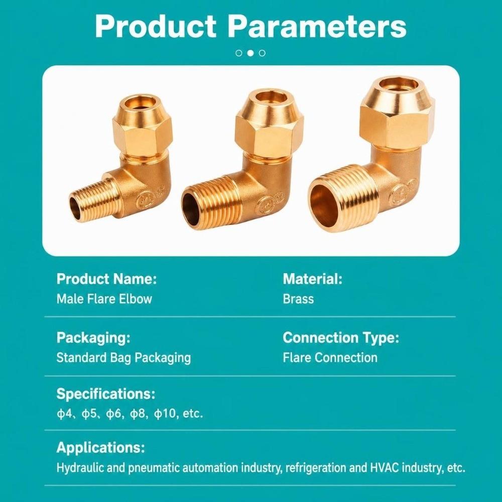 90 Degree Male Flare Fitting Male Thread Copper Tubing Easy Install Pipe Elbow  Hydraulic Line