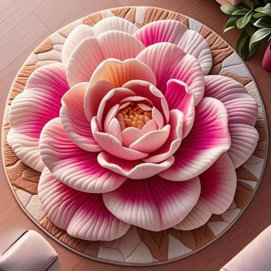 3D Sunflower Area Rug Absorbent Quick Dry Plush Diatomaceous Earth Floor Mat Non-slip Living Room Bedroom Bathroom Kitchen Decoration Floral Carpet