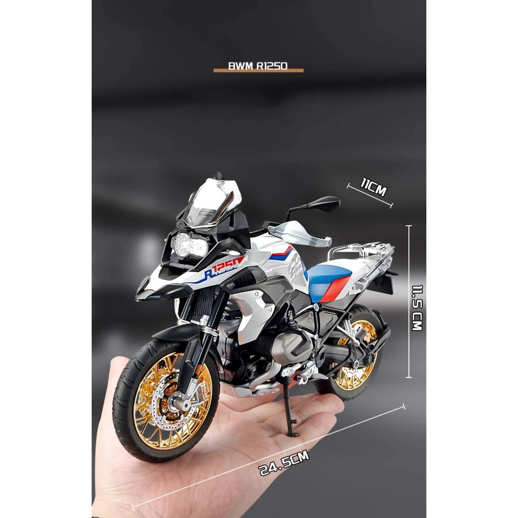 1/9 BWM R1250GS ADV Alloy Die Cast Motorcycle Model Toy Vehicle Collection Sound and Light Off Road Autocycle Toys Car