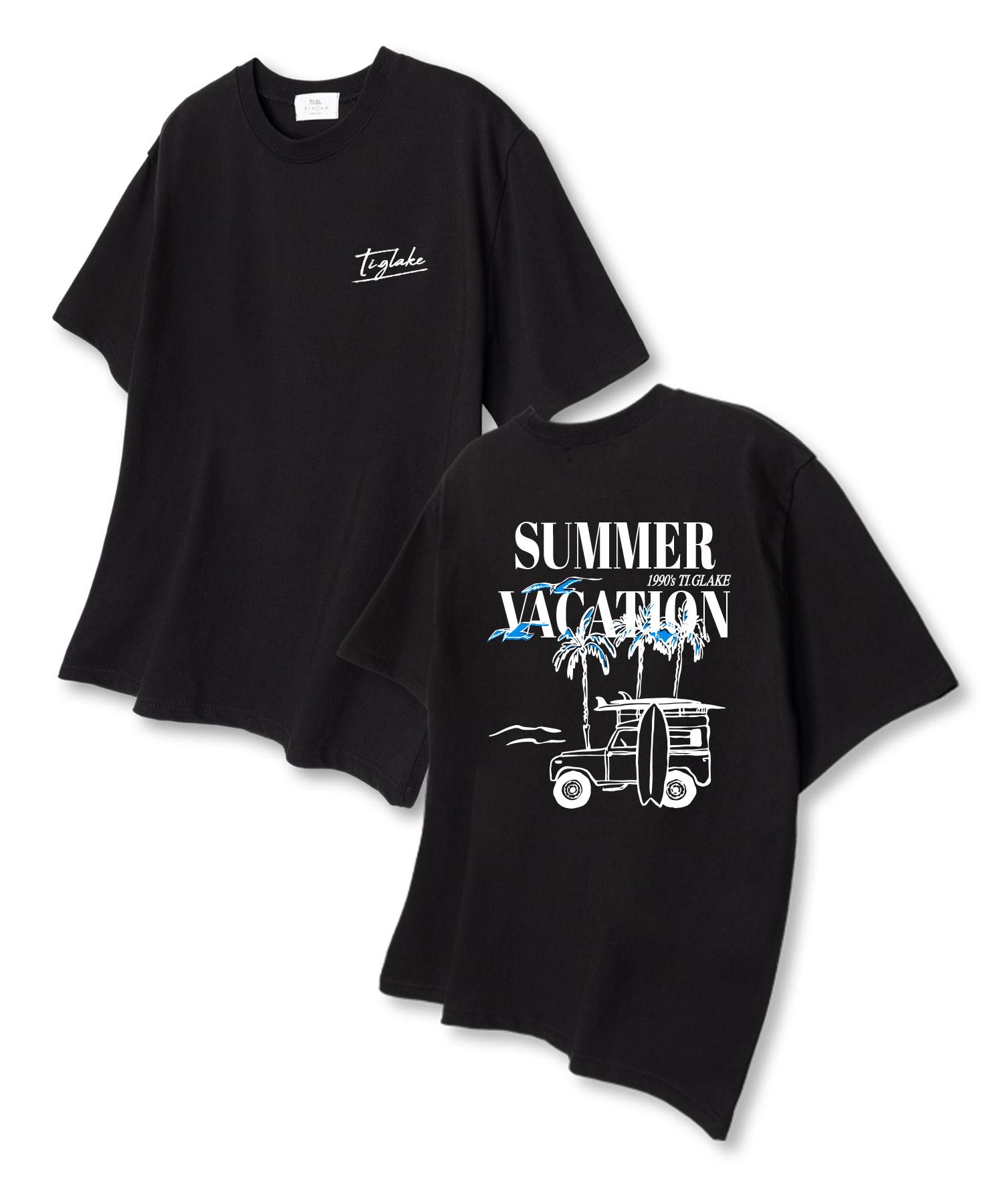 Tee Glake Summer Vacation Oversized Short Sleeve T-Shirt Black L