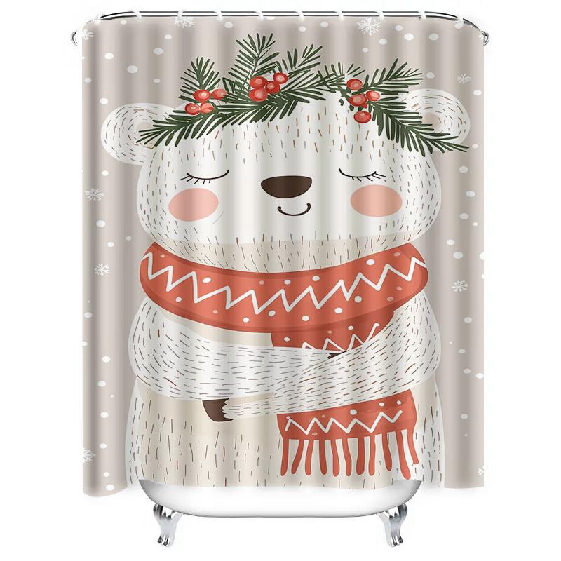 Tuniu Cute Polar Bear Bathroom Shower Curtain Funny Animal Forest Backdrop Waterproof Decor