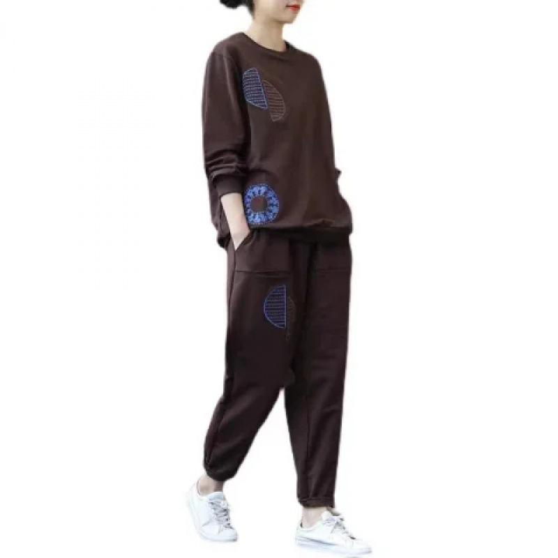 Großformat Großformat Sweatshirt-Anzug für Damen Herbst und Winter Locker Bedruckt Lässig Sport Zwei-Teiler Set für Damen