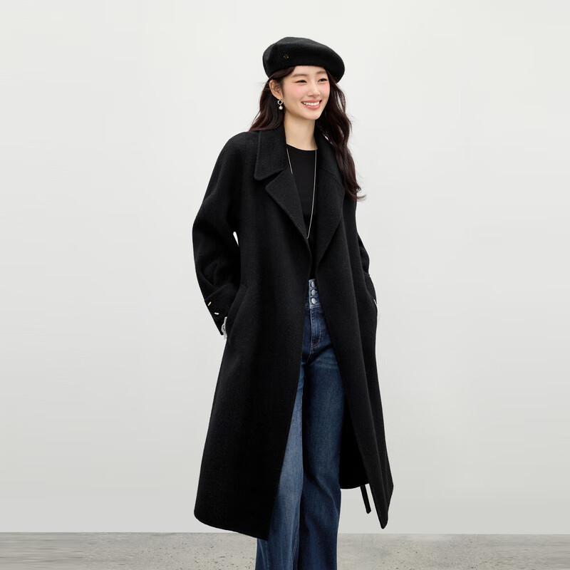 

Women s Elegant Wool Blend Lapel Winter Coat S