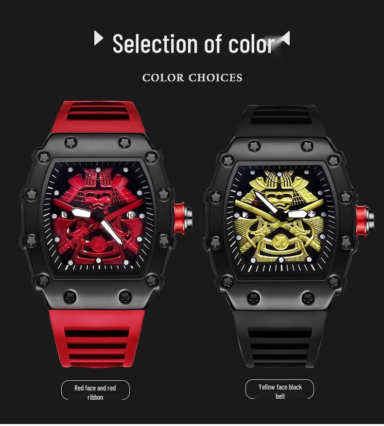 Samurai Luminous Waterproof Sports Watch - Men's Barrel Shape with Calendar