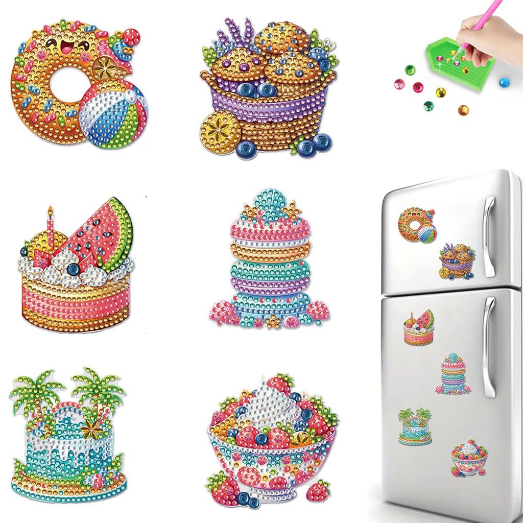 6pcs 2D/flat Acrylic DIY Independence Day Design Diamond Art Fridge Magnet Kit Refrigerator Mailbox Home Decoration DIY Crafts