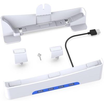 Console Stand for Sony PS5 Slim, with 4 USB2.0 Ports, Game Console Base Stand Holder Accessories, Game Console Desk Stand Storage Rack