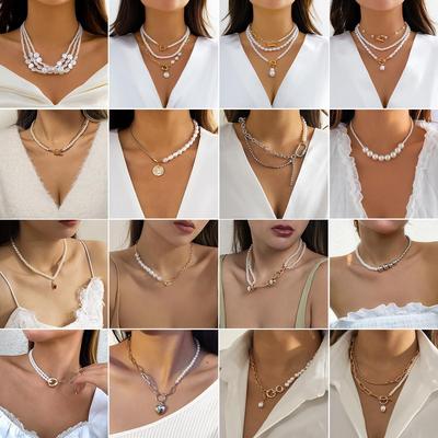Retro Imitationsperlen- & Perlenkette - Kreatives, Elegantes Design für Frauen