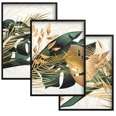 Gold Wall Art Posters In Black Frames for Living Room Bedroom