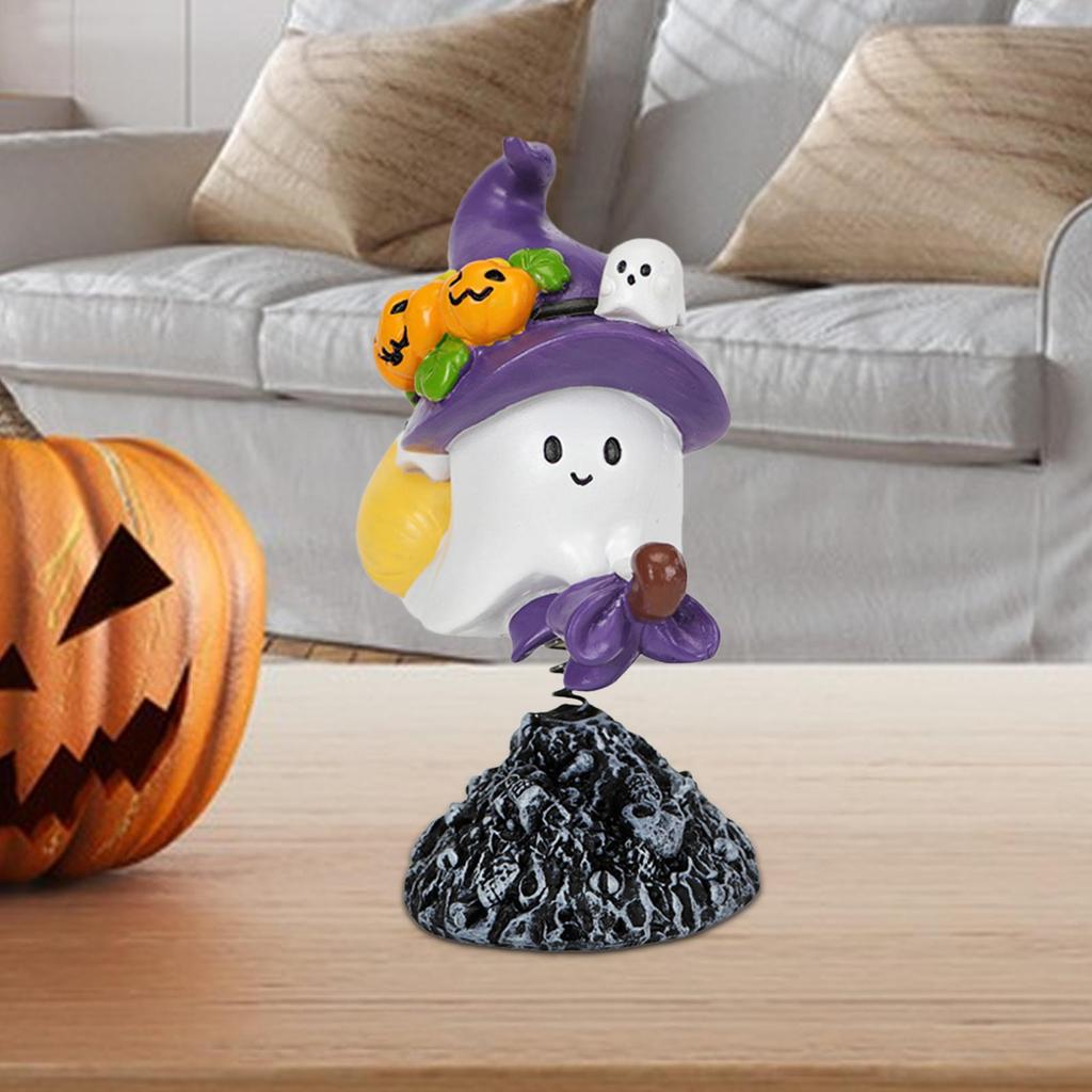 1pcs Funny Ghost Statue Home Sculpture With Spring For Living Room Entryway Bookshelf Themed Party Bedroom Holiday Porch