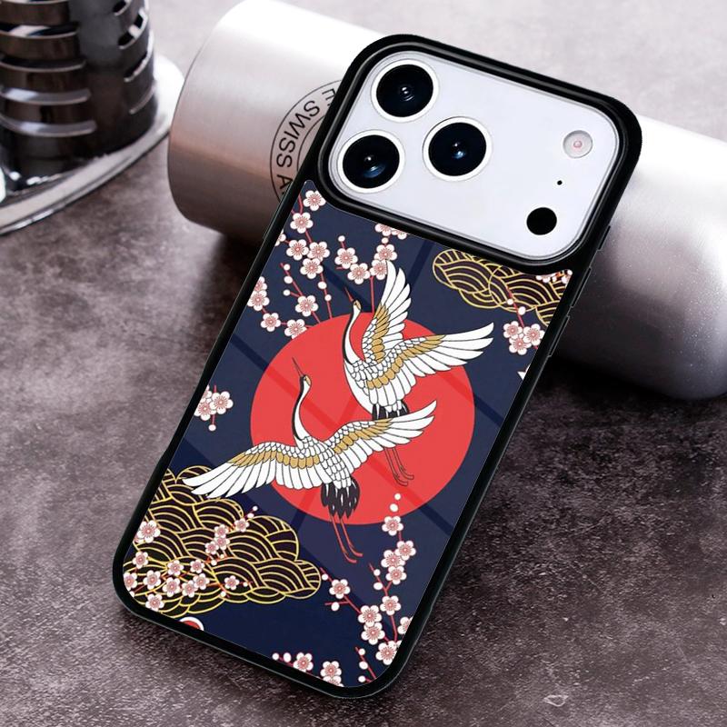 Art Crane Waves Phone Case For iPhone 17 16 15 14 13 12 11 Pro Max Plus 17Air Soft Silicone Cover