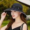 2026 New Fashion Elegant Pearl Bow Fisherman Hat Wide Brim Church Hat For Women Foldable Summer Beach Protection Sun Cap
