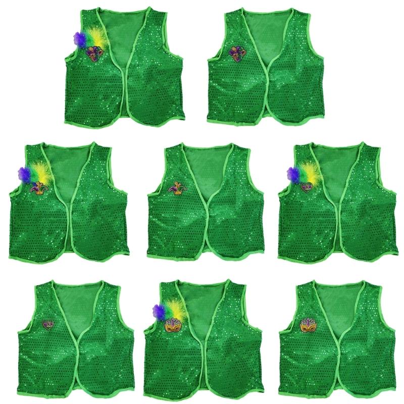 Sparkling Irish Green Sequined Vest for Cospaly Party Nights Festival Celebrations and Role Play Costume Perfection