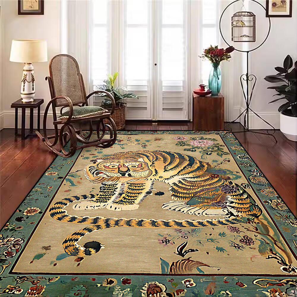 Home Decoration Luxury Retro Persian Carpet for Living Room Big Size Tiger Pattern Non-slip Mat for Kids Office Lounge Decor Rug