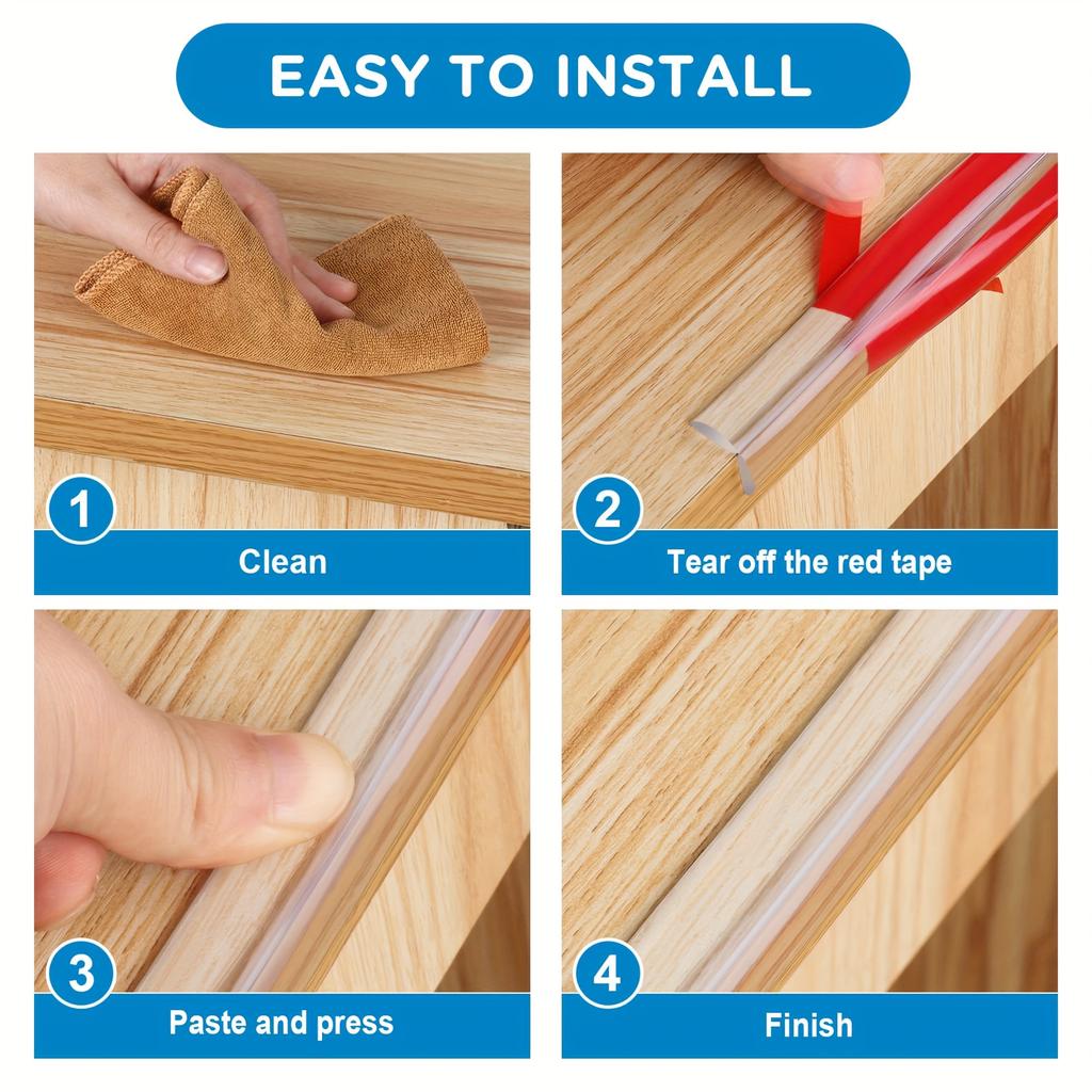 9.8ft Transparent Silicone Corner Guard - Thick & Soft Edge Protector for Cabinet, Table, Drawer. Easy Install & Kitchen Safety.