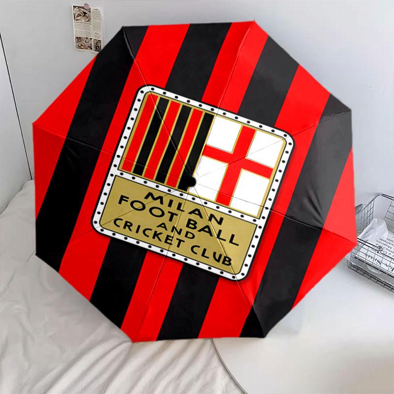 1 PC Automatic Folding Umbrella - AC Milan Pattern, Portable & Foldable Design with 8 Ribs, Christmas Birthday Gifts