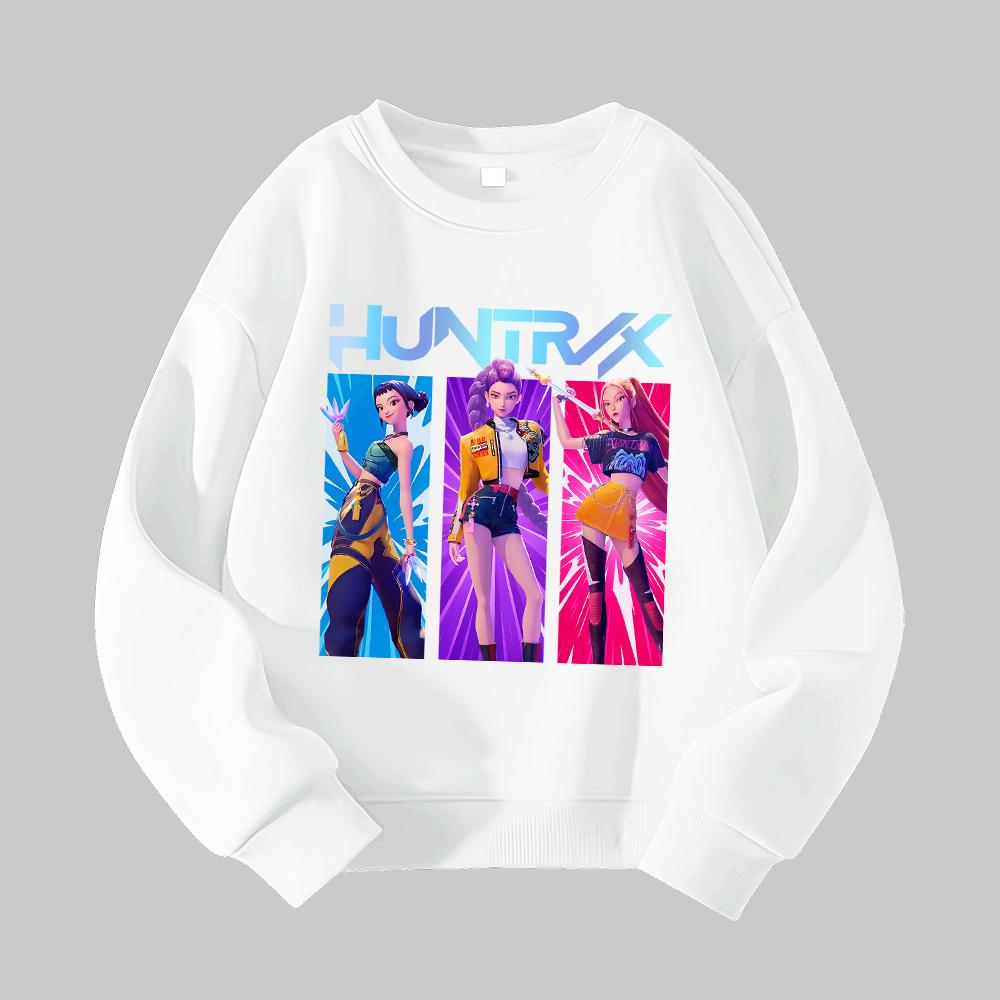 HUNTRX Devil Hunter Print Round Neck Sweatshirt Casual Fashion Women's Long Sleeve Pullover Top