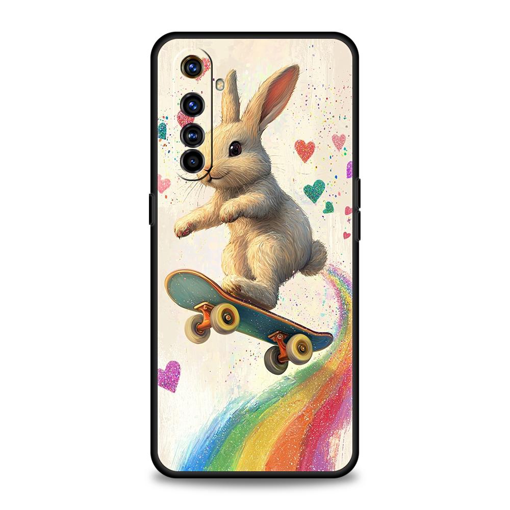 Soft TPU For Realme 11 10 9 Pro Plus GT2 GT3 GT5 C21 C25 C35 C53 C55 C67 Pro 5G Phone Case Ink And Wash Painting Rabbit Art Bags