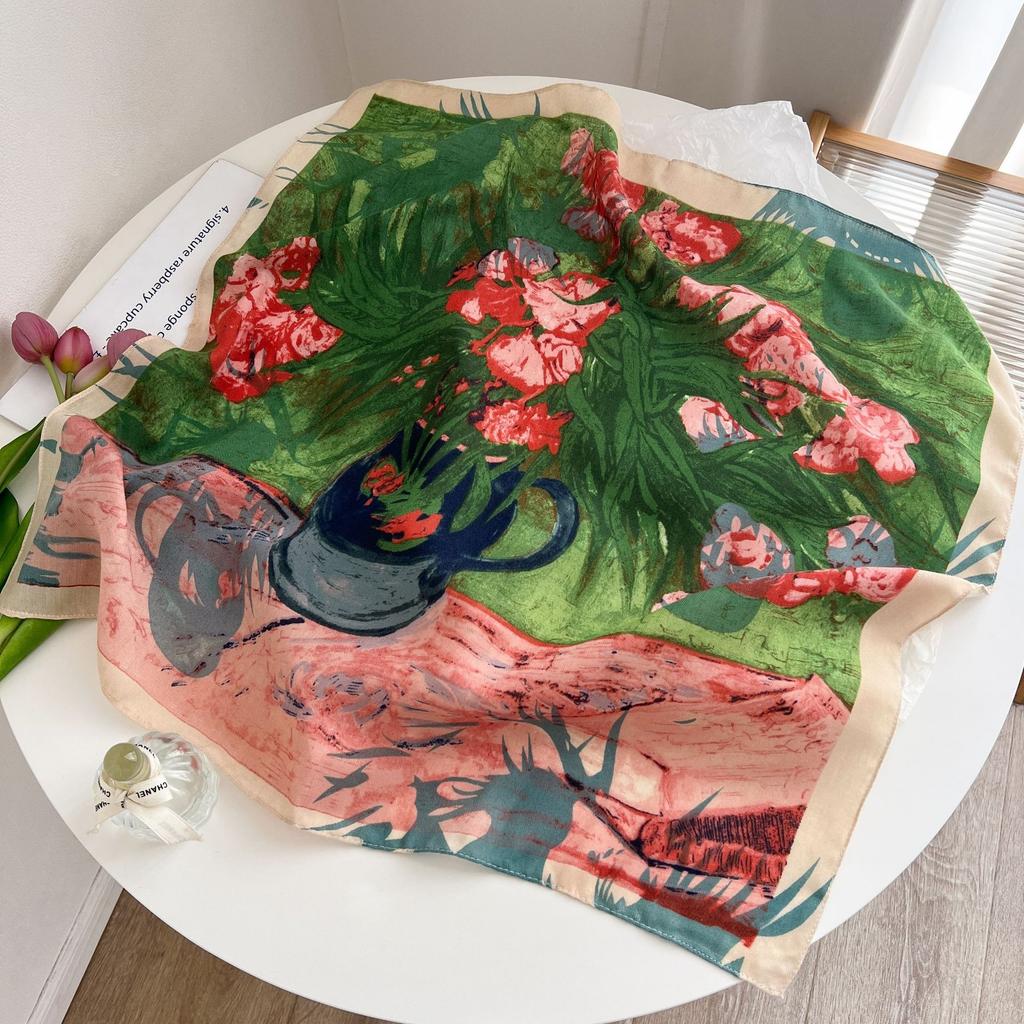 [Collection] Velvet Silk Scarves Women'S Versatile High-End Square Scarves Neck Scarves Spring And Autumn Retro