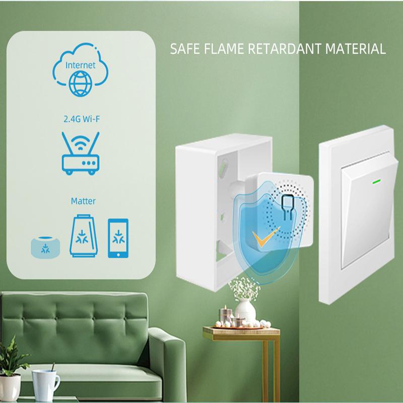 Matter WiFi Smart Switch 16A Smart Home Light Switch Relay Module Voice Control Work with Alexa Google Homekit Smartthings Tuya