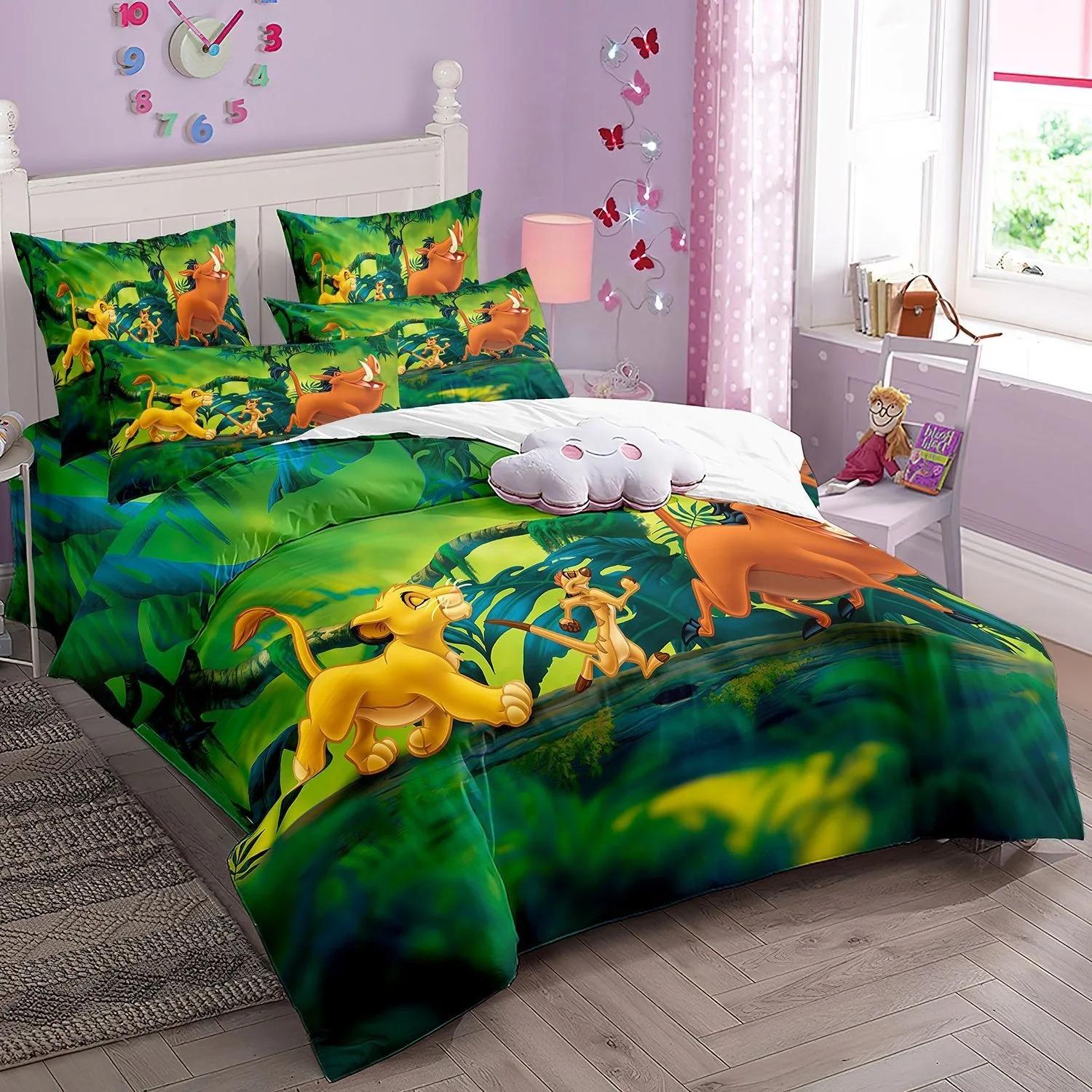 

Animation Lion Simba Duvet Cover for childrenThe Lion King Bedding SetTeen Boy Single Twin Size Bed Sets Bedspreads Gift US Queen(228*228cm)3pcs