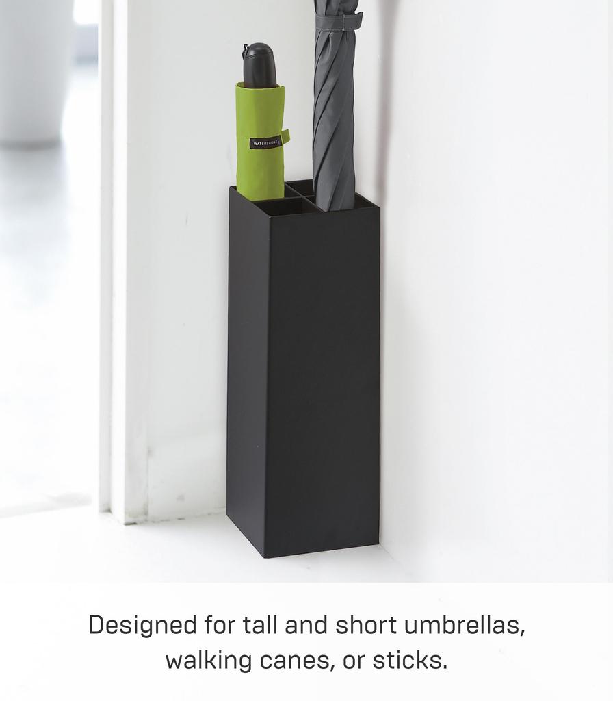 Yamazaki Smart Umbrella Stand, Black, Approx. W11 x D11 x H30cm, Square, Can Also Store Folding Umbrellas, 6719